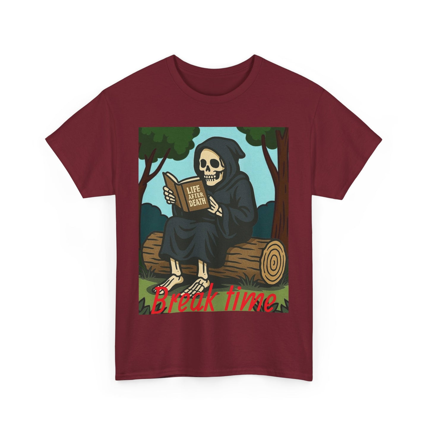 Grim Reaper Unisex Tee, Life After Death Book Shirt, Dark Fantasy Tshirt, Death Reader Top, Gothic Apparel, Cotton Tee for Him/Her book time
