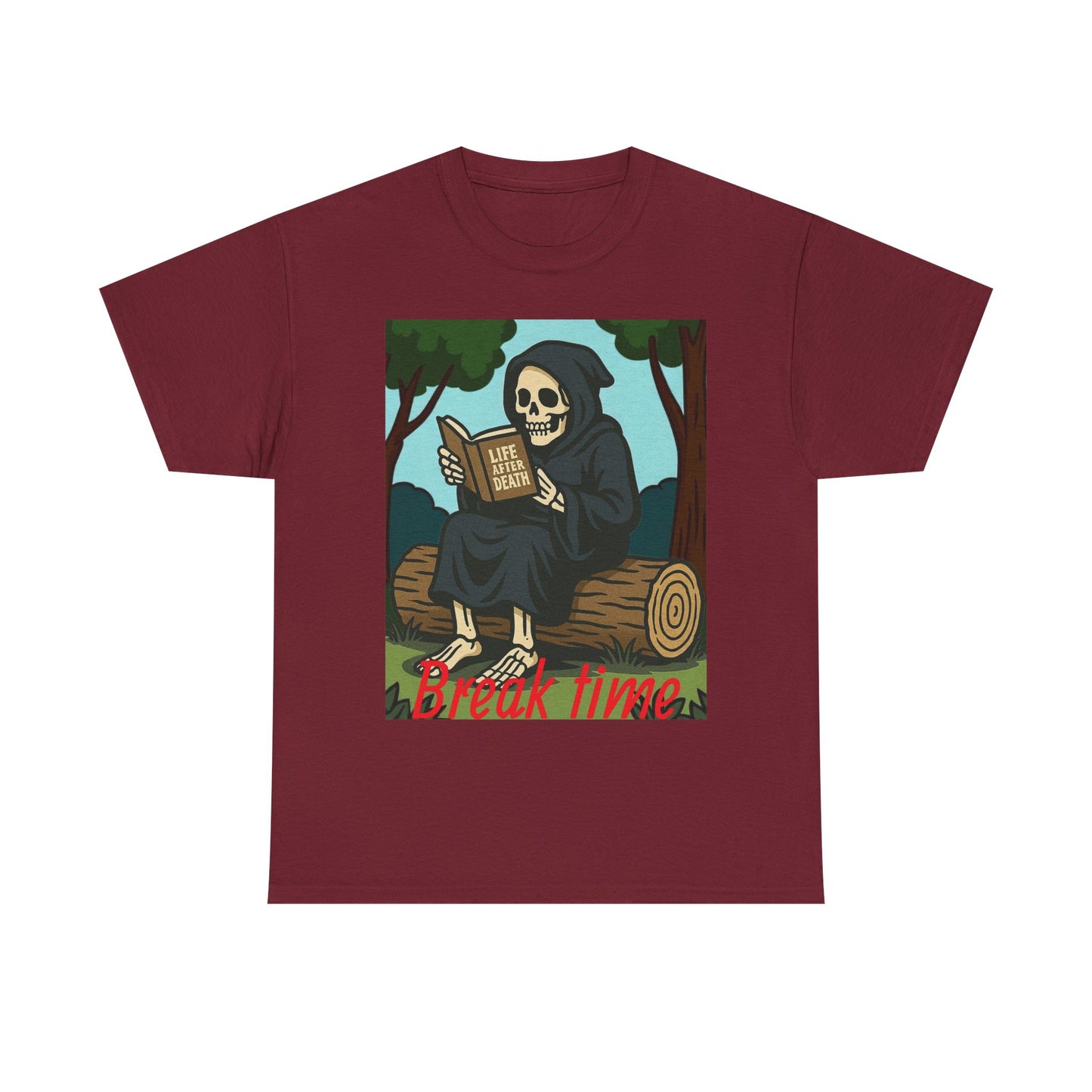 Grim Reaper Unisex Tee, Life After Death Book Shirt, Dark Fantasy Tshirt, Death Reader Top, Gothic Apparel, Cotton Tee for Him/Her book time