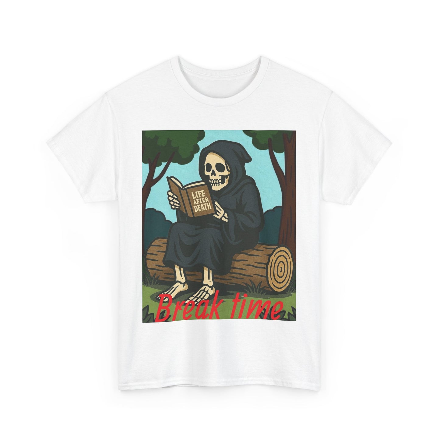 Grim Reaper Unisex Tee, Life After Death Book Shirt, Dark Fantasy Tshirt, Death Reader Top, Gothic Apparel, Cotton Tee for Him/Her book time