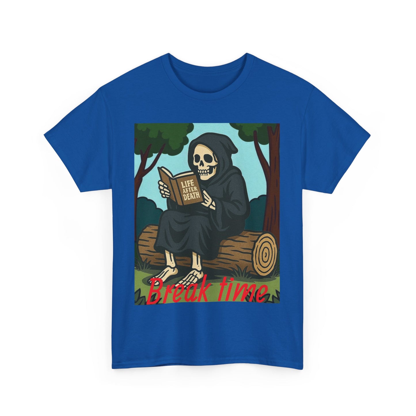 Grim Reaper Unisex Tee, Life After Death Book Shirt, Dark Fantasy Tshirt, Death Reader Top, Gothic Apparel, Cotton Tee for Him/Her book time
