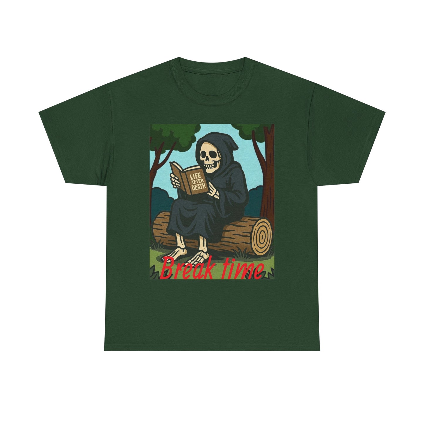 Grim Reaper Unisex Tee, Life After Death Book Shirt, Dark Fantasy Tshirt, Death Reader Top, Gothic Apparel, Cotton Tee for Him/Her book time