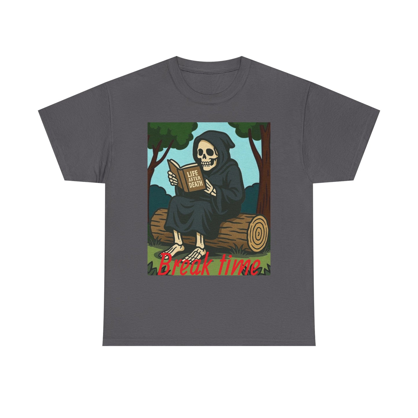 Grim Reaper Unisex Tee, Life After Death Book Shirt, Dark Fantasy Tshirt, Death Reader Top, Gothic Apparel, Cotton Tee for Him/Her book time