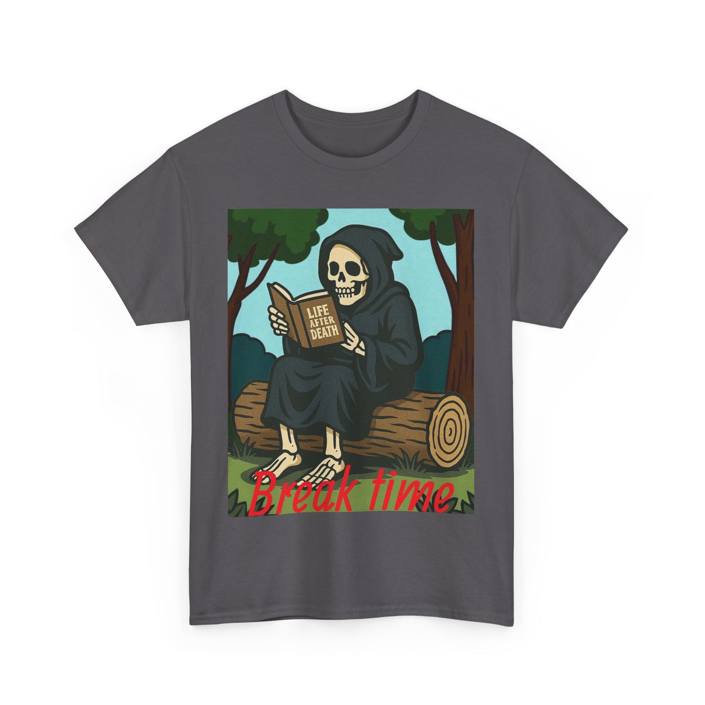 Grim Reaper Unisex Tee, Life After Death Book Shirt, Dark Fantasy Tshirt, Death Reader Top, Gothic Apparel, Cotton Tee for Him/Her book time
