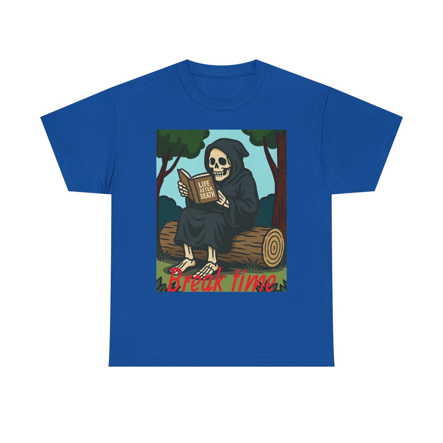 Grim Reaper Unisex Tee, Life After Death Book Shirt, Dark Fantasy Tshirt, Death Reader Top, Gothic Apparel, Cotton Tee for Him/Her book time